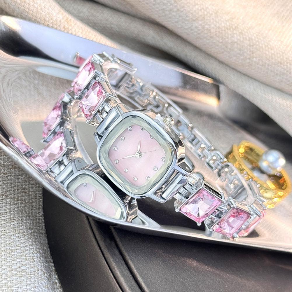 Luxury Watch Deals - นาฬิกาข้อมือผู้หญิงหน้าปัดสี่เหลี่ยม สายประดับเพชรหรูหรา นาฬิกาข้อมือผู้หญิงแบบสายสร้อยข้อมือ