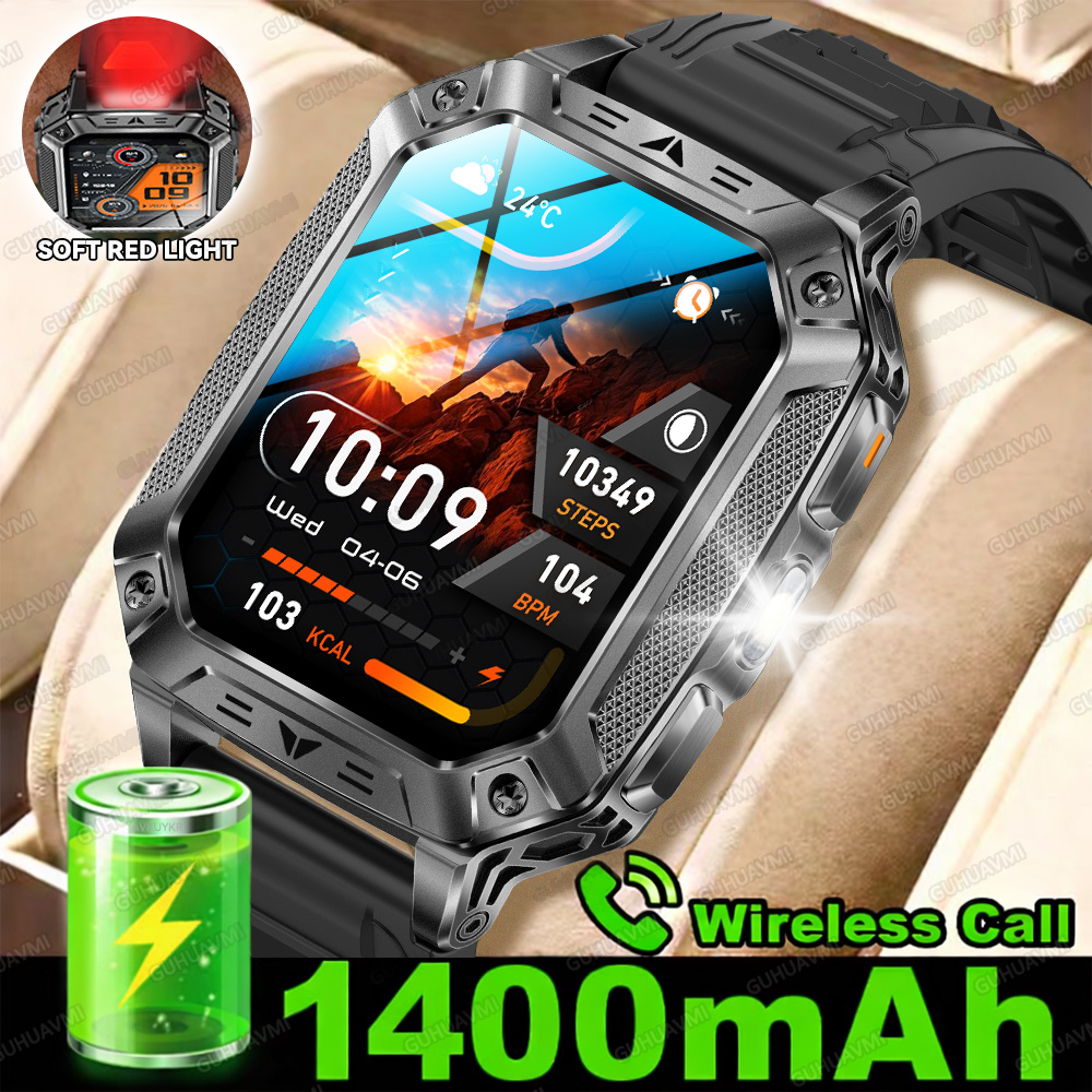 Gmt Dual Timezone Watch - 2026 ใหม่อัลตร้า 1400mAh แบตเตอรี่สมาร์ทวอทช์ในตัวโคมไฟสองสีกันน้ำ GPS ตัวติดตามกีฬากลางแจ้งทหารสมาร์ทวอทช์
