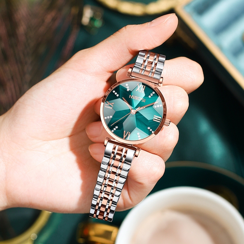 Luxury Watch Index - NIBOSI แฟชั่น Rhombus Mirror สตรีควอตซ์นาฬิกาแบรนด์หรูสแตนเลสกันน้ําสุภาพสตรีนาฬิกา Relogio
