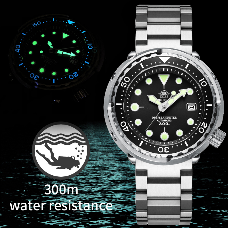 Diver Watch 300M - นาฬิกาข้อมือสำหรับผู้ชาย ADDIESDIVE ระบบกลไก พรายน้ำ C3 กันน้ำได้