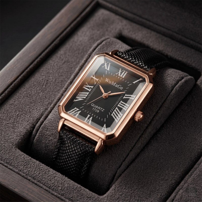 Luxury Watch Index - แบรนด์ชั้นนำหรูหราผู้หญิงนาฬิกาแฟชั่นนาฬิกาข้อมือควอตซ์ทรงสี่เหลี่ยมสำหรับผู้หญิงย้อนยุคที่หรูหราสุภาพสตรีนาฬิกาของขวัญมงเตร เฟมม์