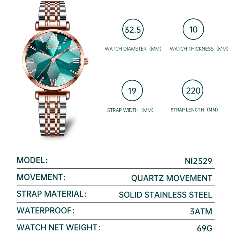 NIBOSI แฟชั่น Rhombus Mirror ส - Luxury Watch Index บทวิจารณ์และราคา