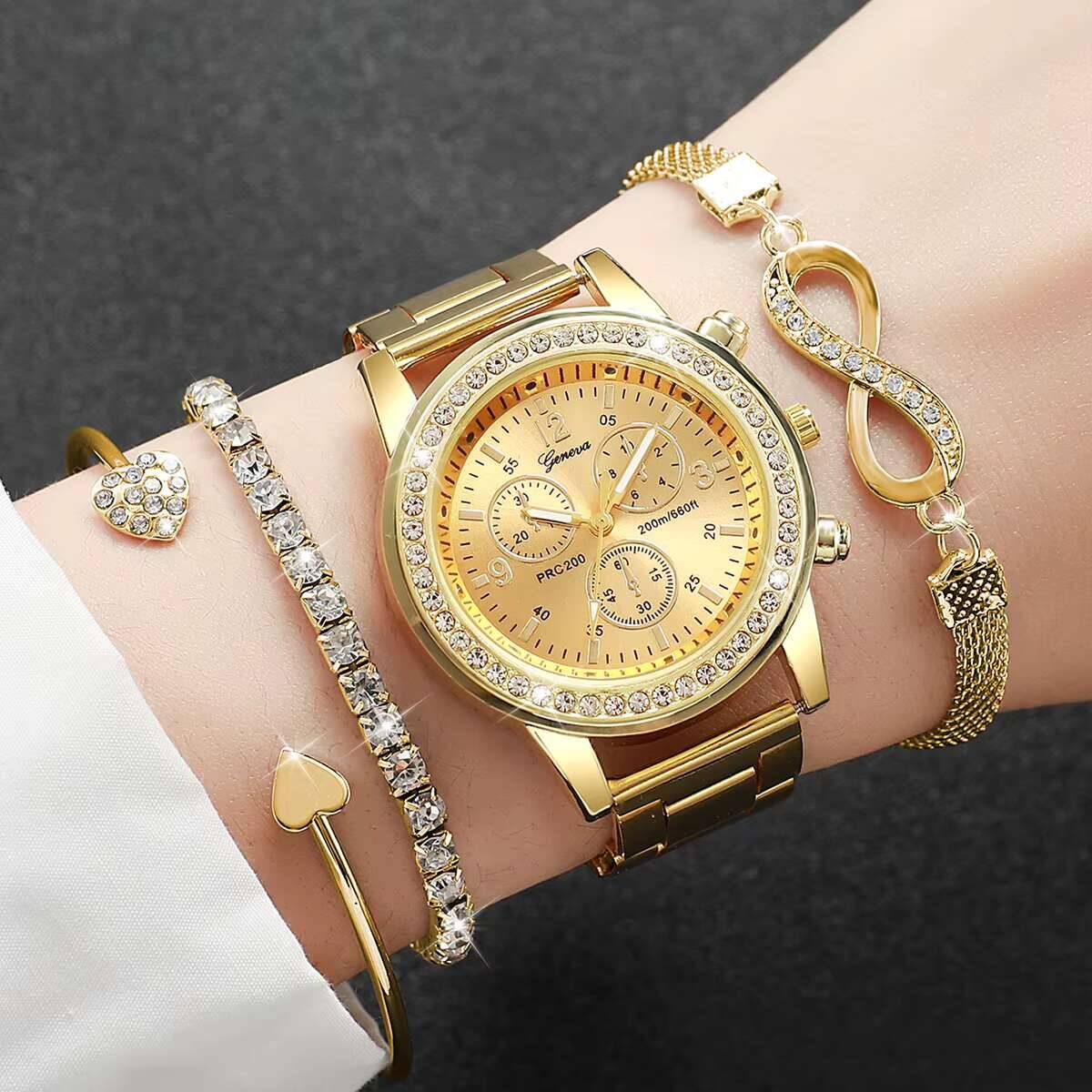 4 ชิ้น/เซ็ตหรูหราไรน์สโตนนาฬิก - Luxury Watch Safe บทวิจารณ์และราคา