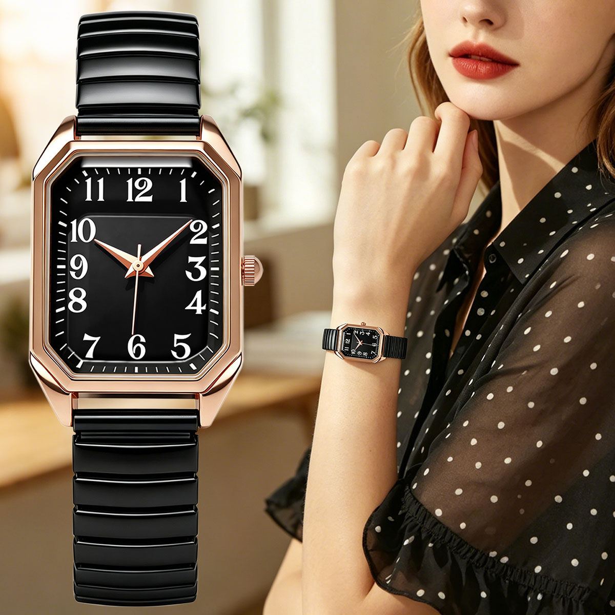 นาฬิกาข้อมือควอตซ์ทรงสี่เหลี่ย - Luxury Watch Deals บทวิจารณ์และราคา