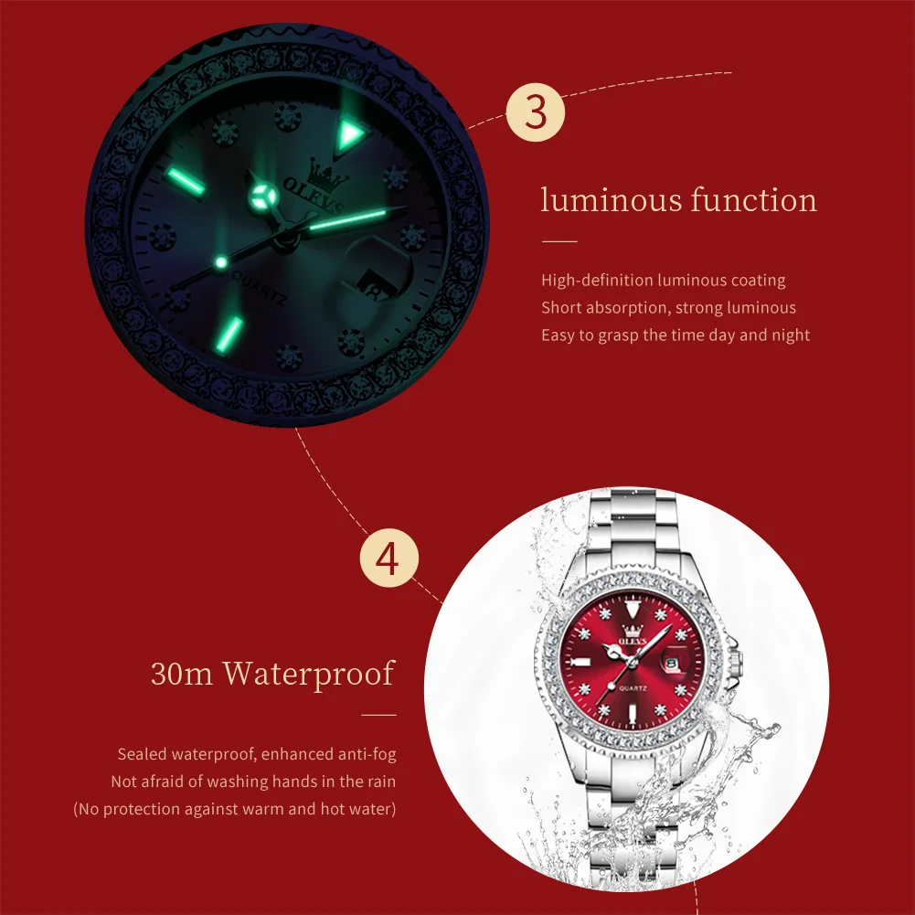 OLEVS นาฬิกาควอตซ์สำหรับผู้หญิ - Lux Watch บทวิจารณ์และราคา